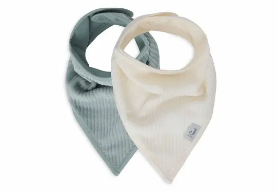 Jollein Bandana/Dreieckstuch 2er Pack Velvet Rib Sea Green/Ivory