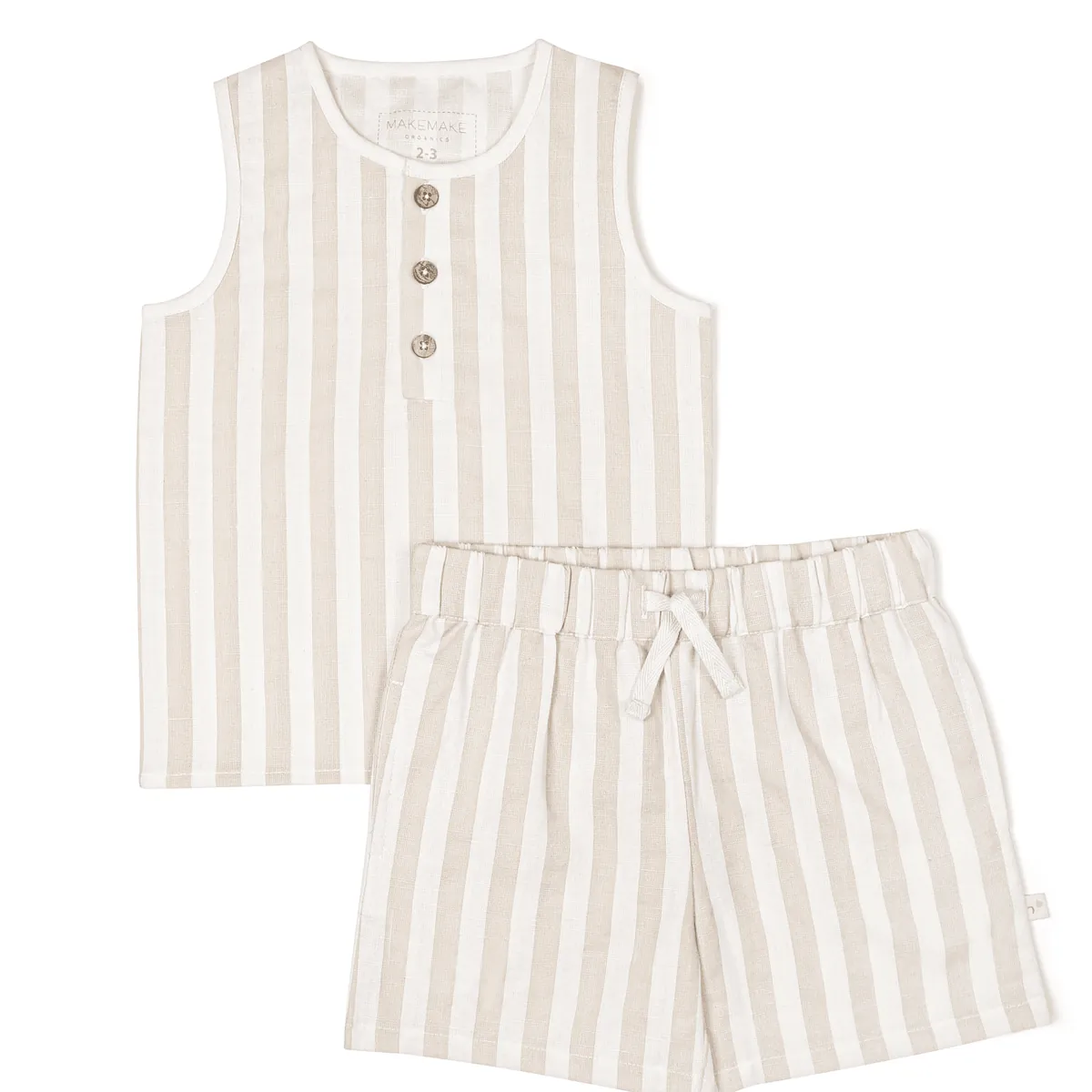 Bio Tanktop und Shorts Set - Beige Stripes