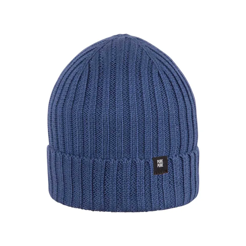 PurePure Baumwoll Ripp-Mütze - dark-denim