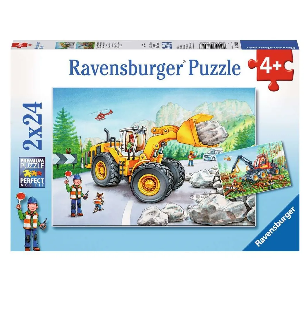 Kinderpuzzle Bagger und Waldtraktor