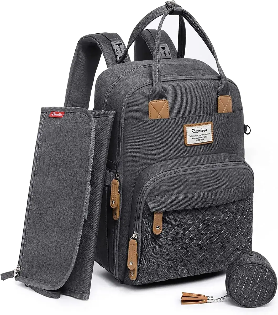 Wickelrucksack mit Wickelauflage, Dunkelgrau05