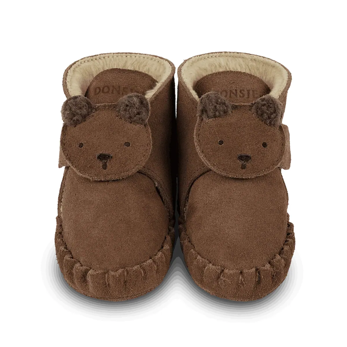 Donsje Baby-Booties "Pouty" Fluffy Bear | Teddy Brown