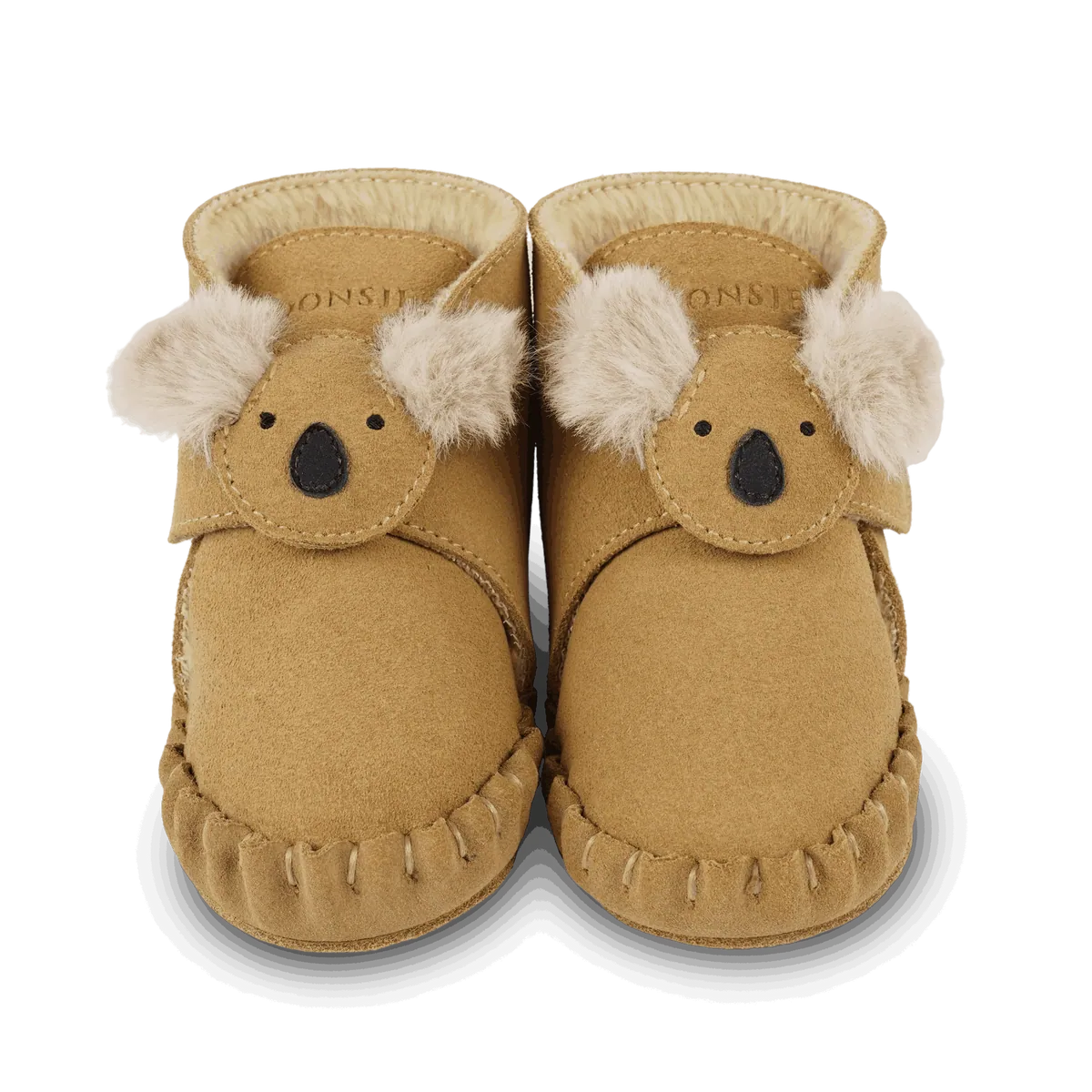 Donsje Baby-Booties "Pouty" Fluffy Koala | Sand Suede