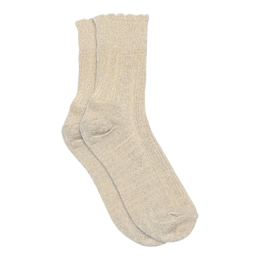 mp Denmark Socken "Celosia Glitter" Ecru