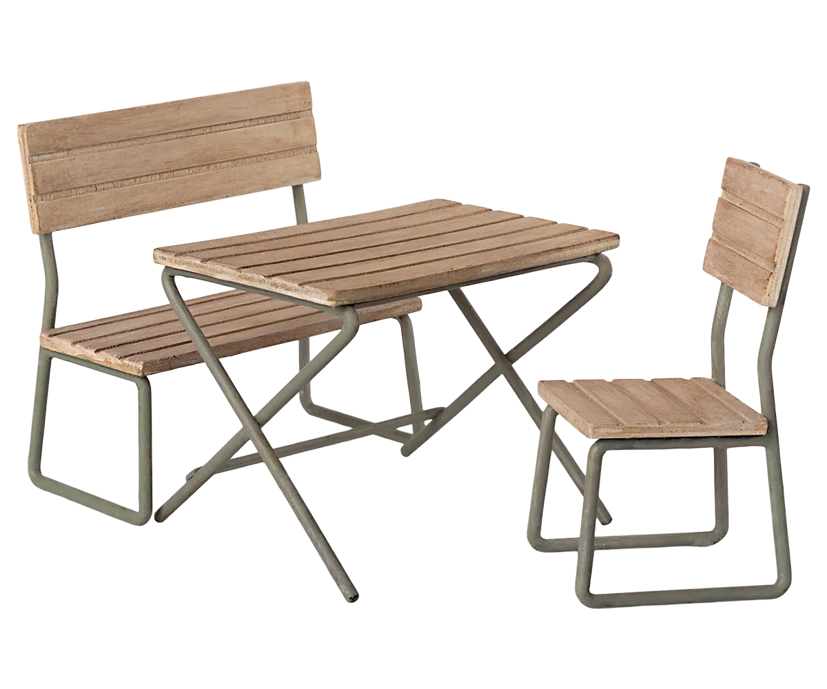 Maileg Gartenset Tisch mit Stuhl und Bank | Miniature