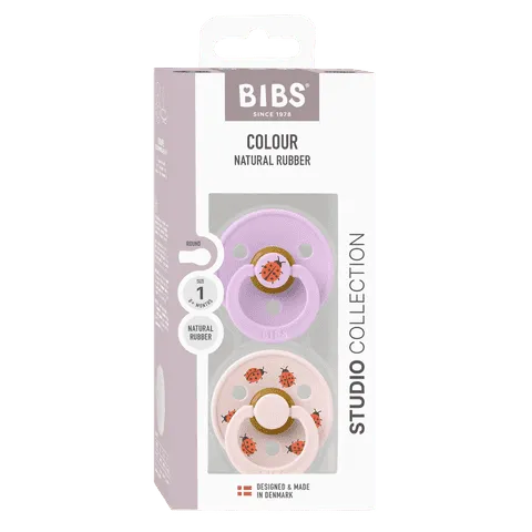 BIBS Nuggi "Studio Colour Ladybug" 2er-Pack Latex Round 0-6m | Violet Sky Mix