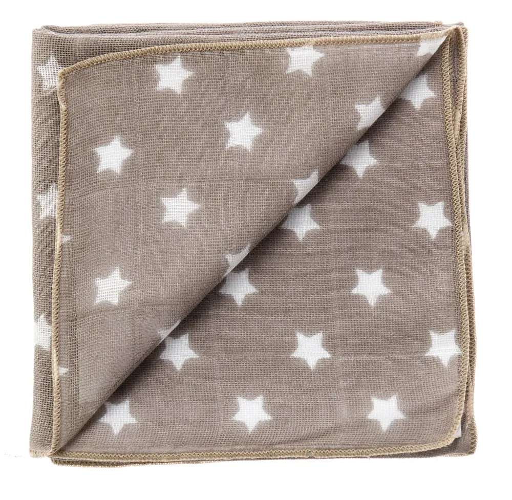 ZEWI Baby-Gazetuch 60x60 cm bedruckt Sterne schlamm