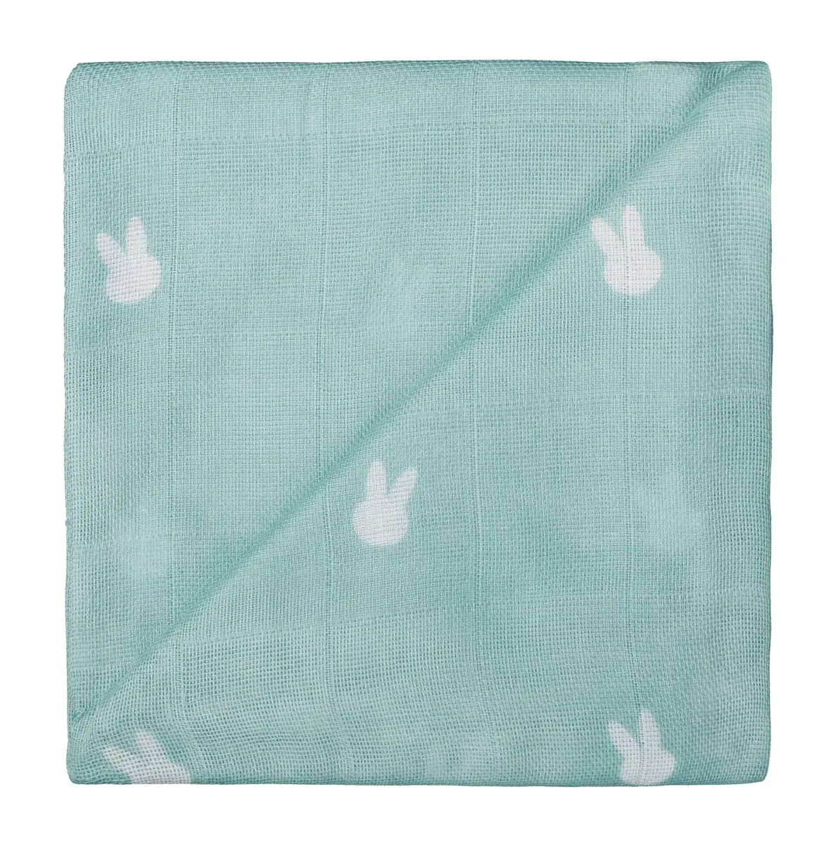 ZEWI Baby-Gazetuch 60x60 cm bedruckt Häschen grün