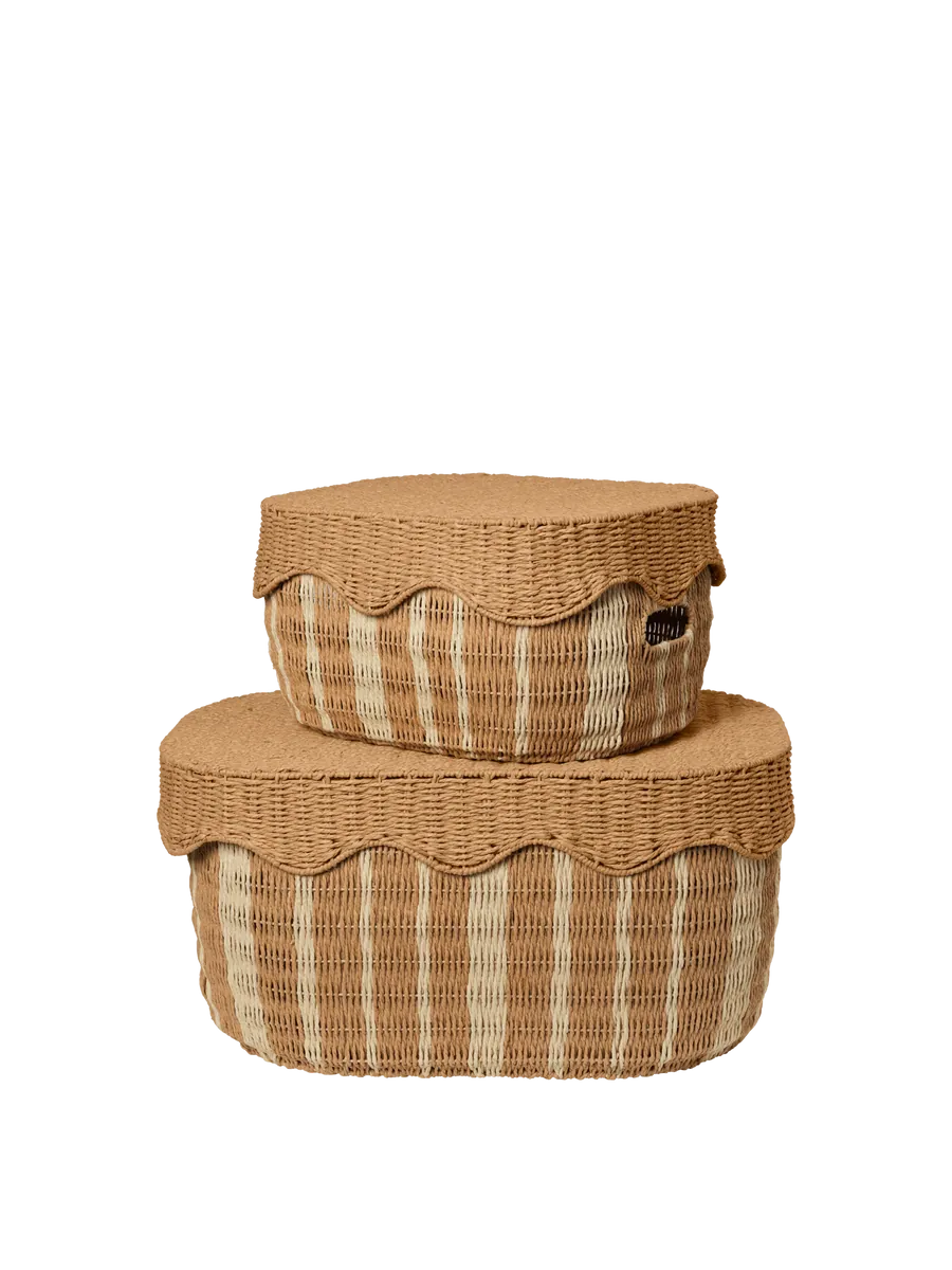 Ferm Living Rivan Aufbewahrungskörbe – Set of 2 | Natural/Off-white