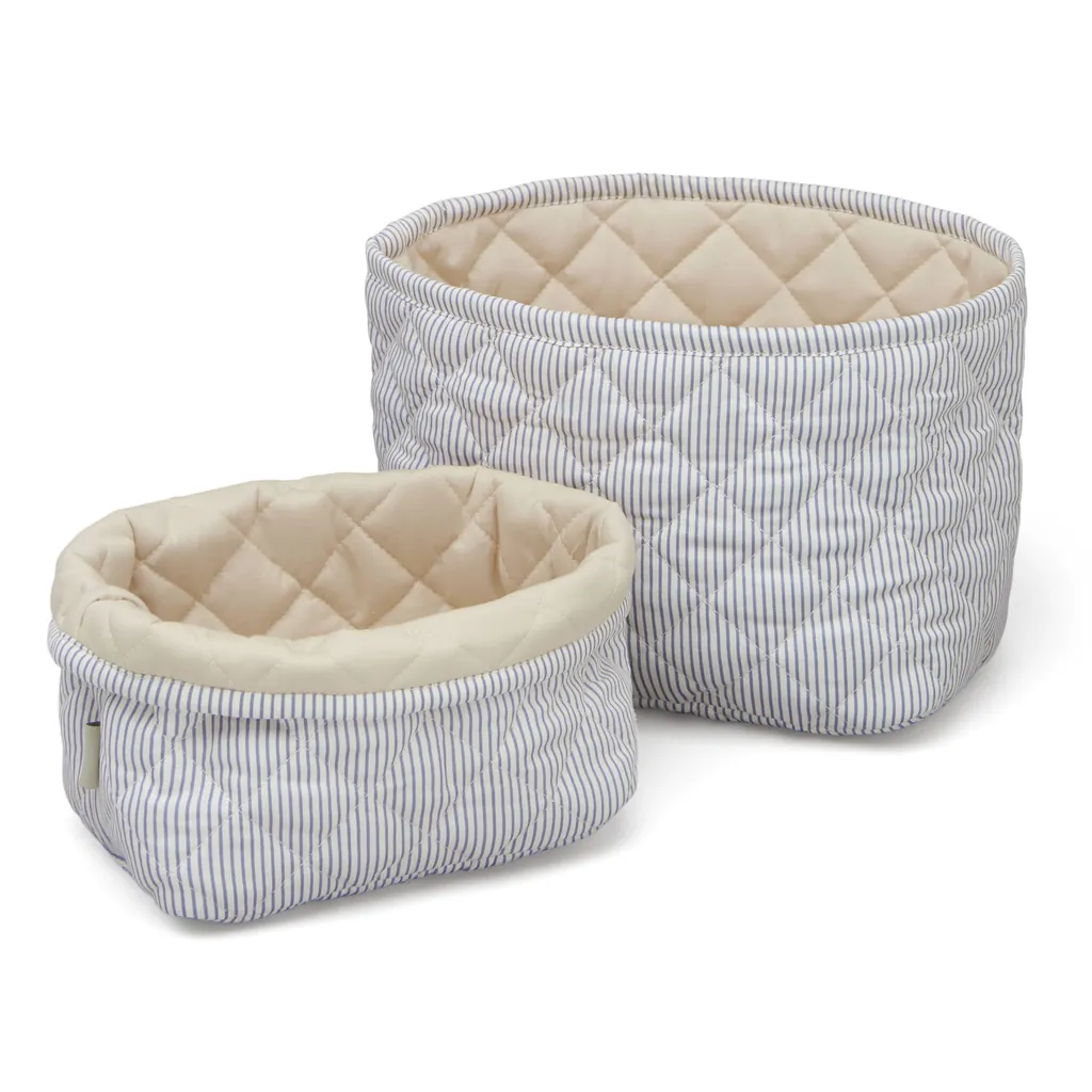 Cam Cam Aufbewahrungsboxen | 2er Set | Classic Stripes Blue, Praline