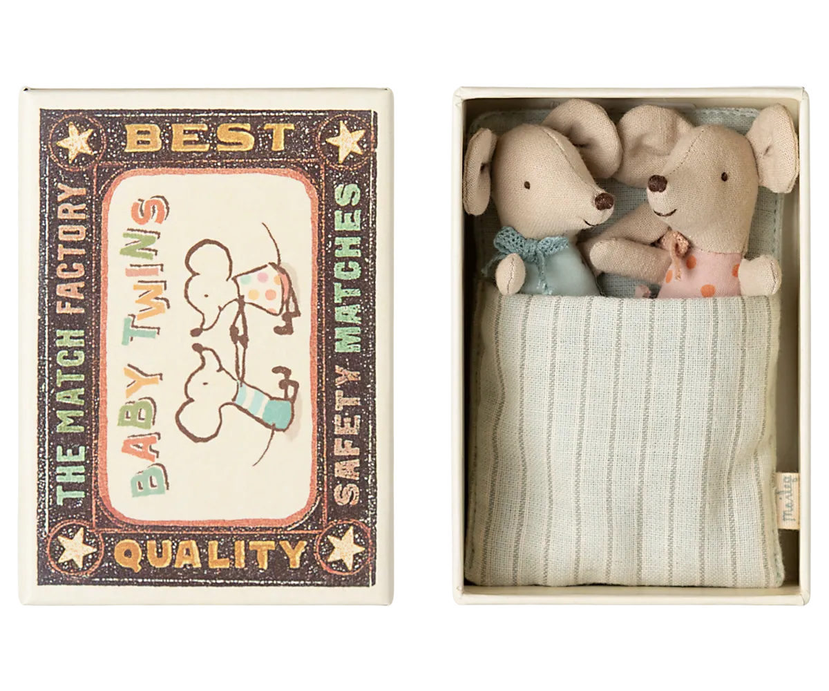 Maileg Zwillinge Babymäuse in Streichholzschachtel