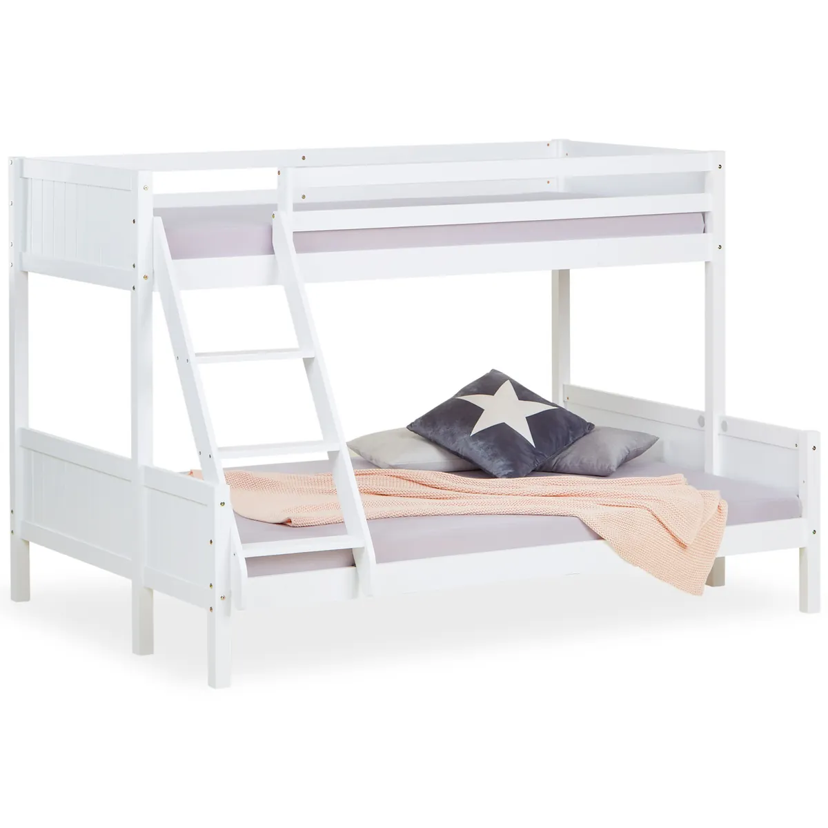 Etagenbett 2 Liegeflächen 90x200 cm und 140x200 cm | Weiss | Holz