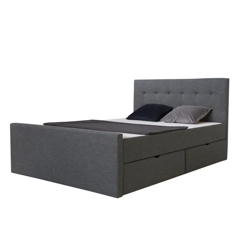 Polsterbett 120x200 mit 2 Bettkästen und Lattenrost Grau