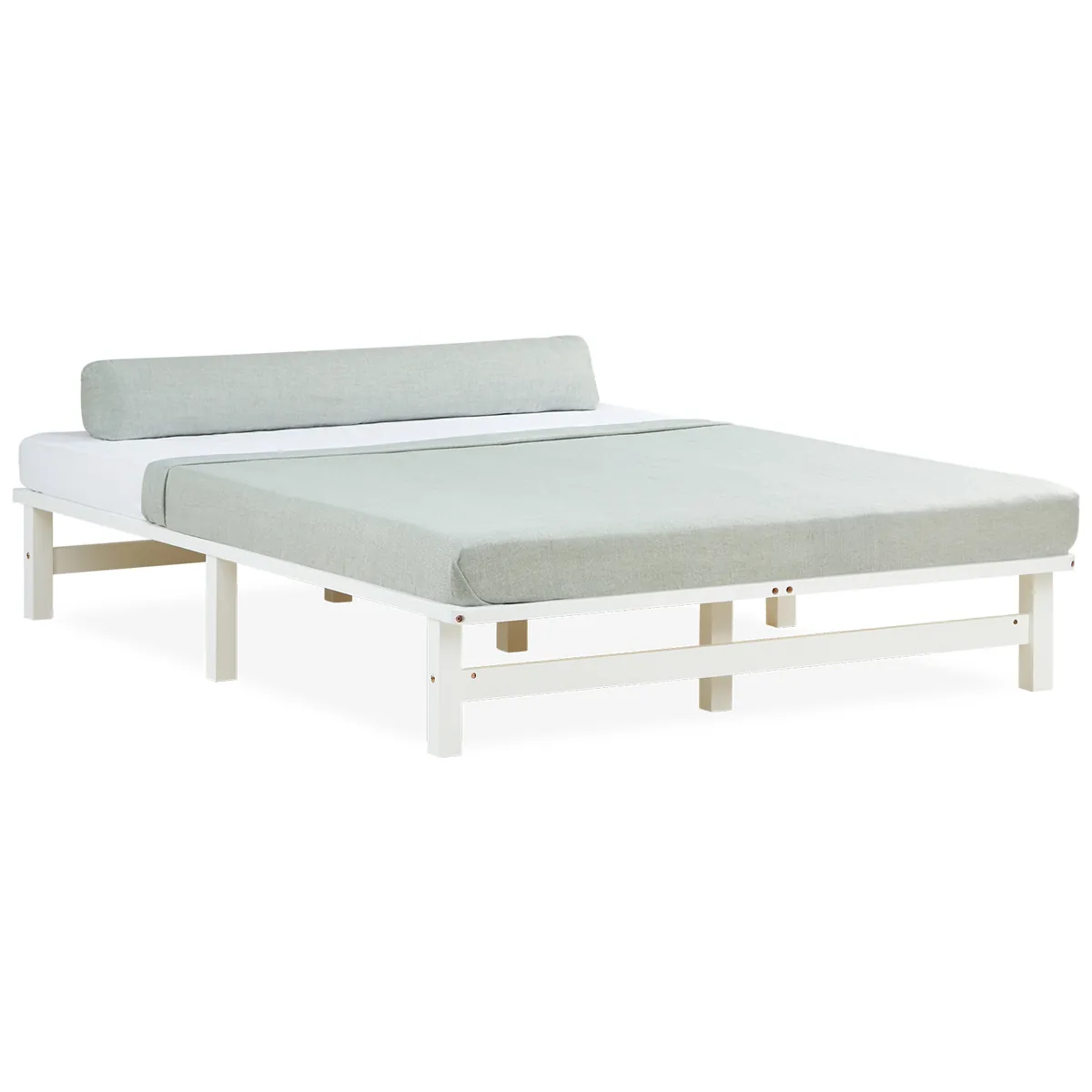 Palettenbett 140x200 cm Weiss | Doppelbett | mit Lattenrost | Holz | Kind Jugend Gast