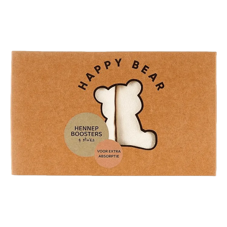 Happy Bear Hanf-Booster-Set - 4-teilig - Stoffwindel | wiederverwendbare Windeln