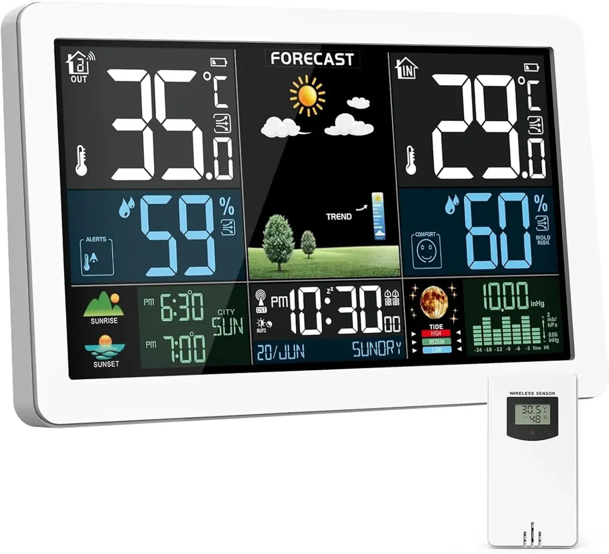 Funk-Wetterstation mit Aussensensor, Weiss