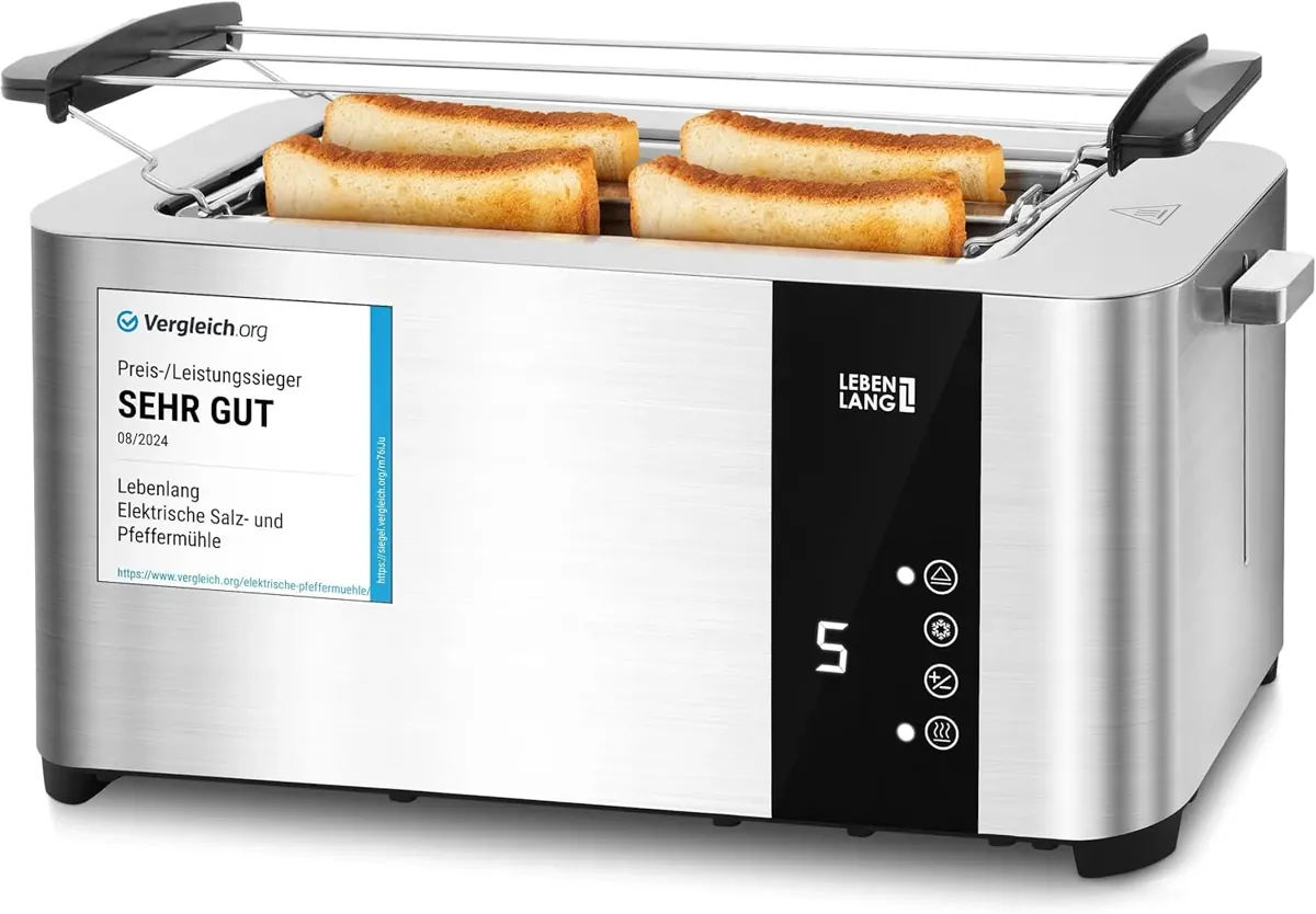 Langschlitztoaster - LBL9899, 4 Scheiben - 1400W - Edelstahl