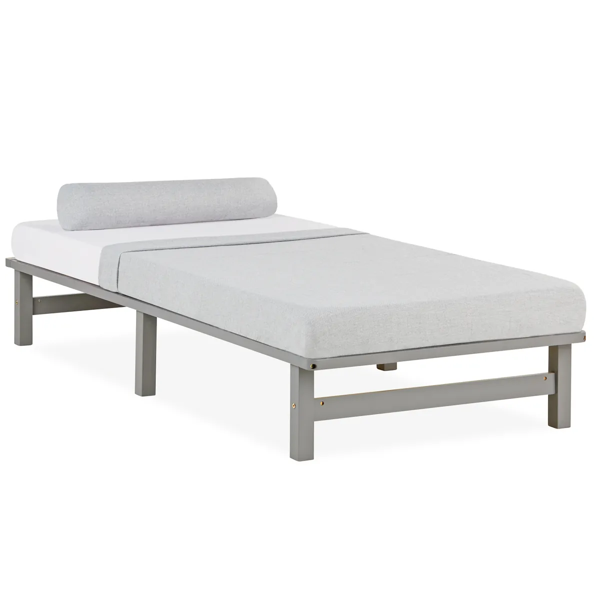 Palettenbett 90x200 cm Grau | Einzelbett | mit Lattenrost | Holz | Kind Jugend Gast