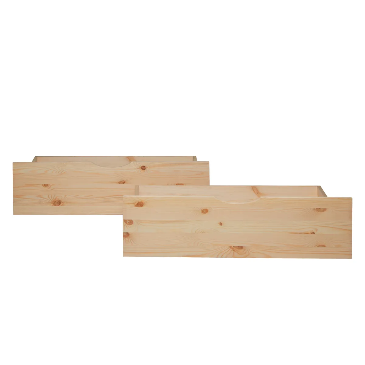 Bettkasten 2er Set Holz Aufbewahrung mit Rollen Bettschublade Auszug Box Natur