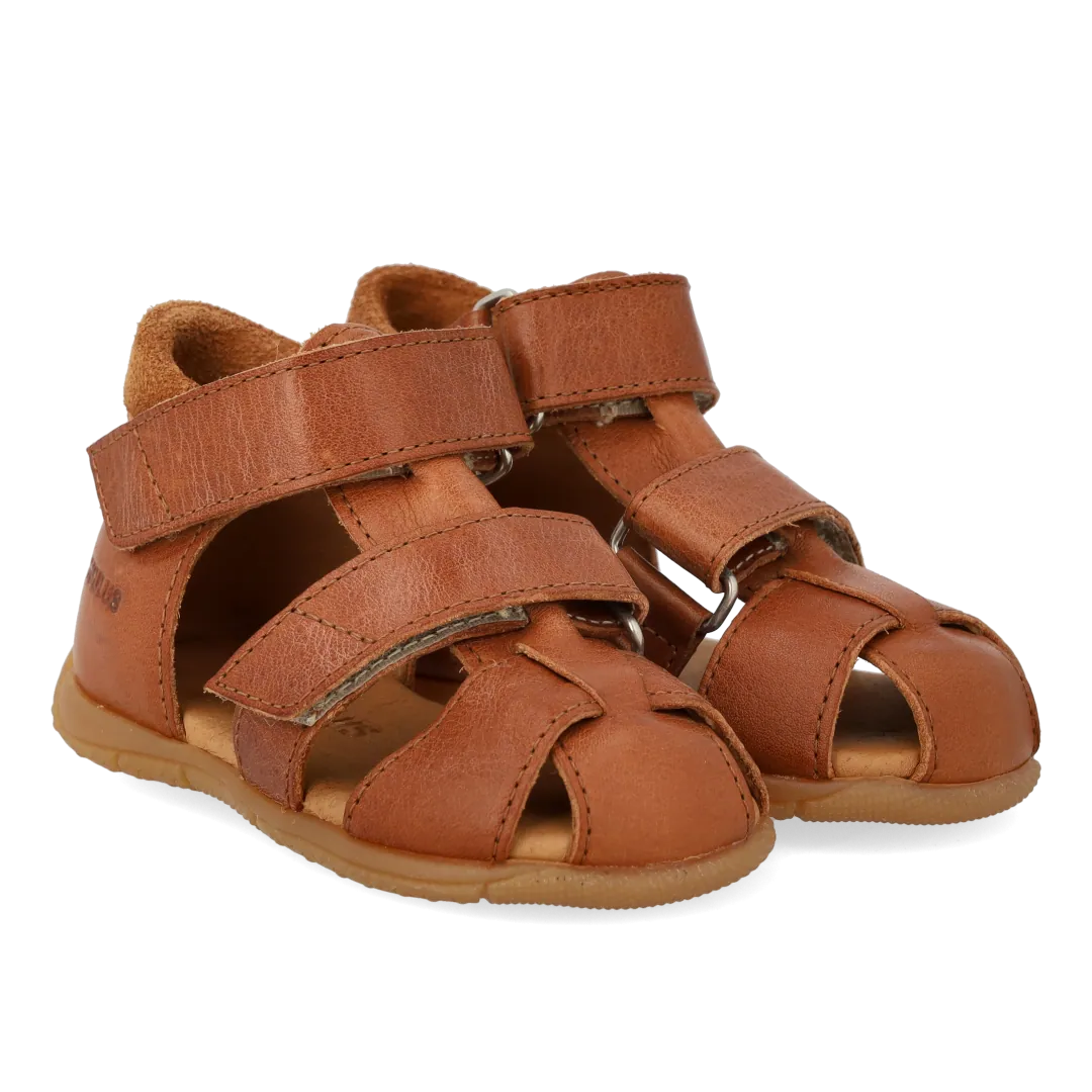 Angulus Babysandale mit Doppel-Klettverschluss | Cognac