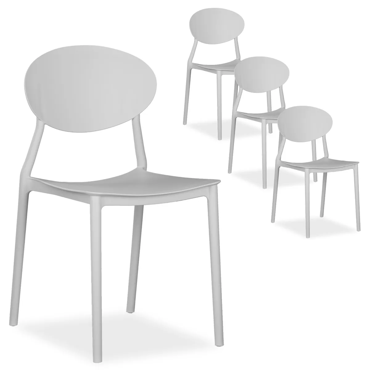 Gartenstühle 4er Set Grau stapelbar Kunststoff Balkonstuhl