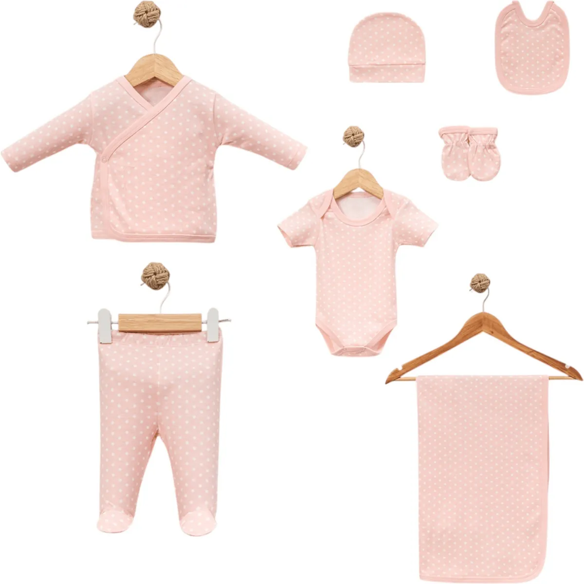 7-teiliges Baby Mädchen Set mit Decke