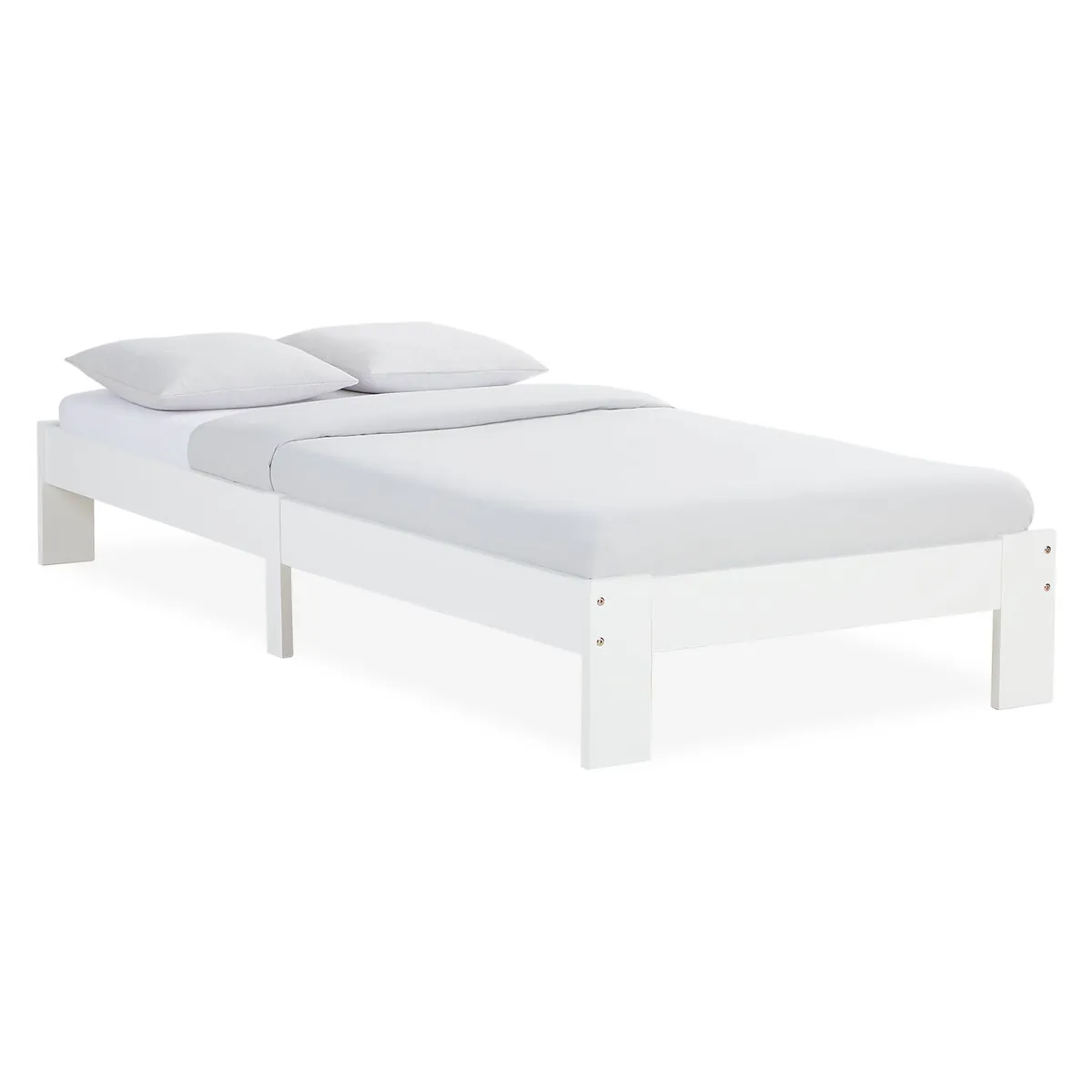 Holzbett 90x200 cm Weiss | Einzelbett | mit Lattenrost | massiv | Kind Jugend Gast