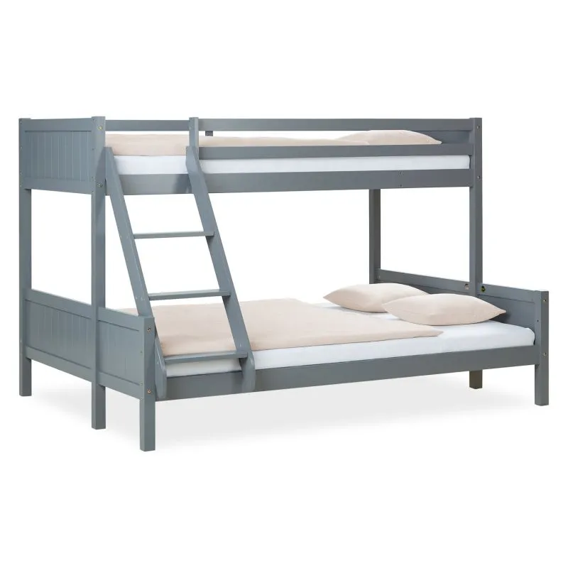 Etagenbett 2 Liegeflächen 90x200 cm und 140x200 cm Grau | mit Lattenrost