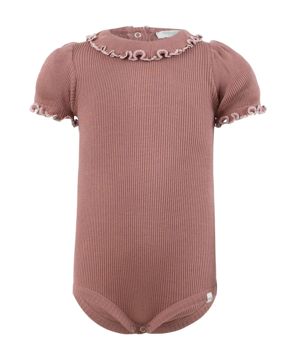 minimalisma Kurzarmbody Seide-Baumwolle "Bohemia" Antique Rose mit Sweet Rose