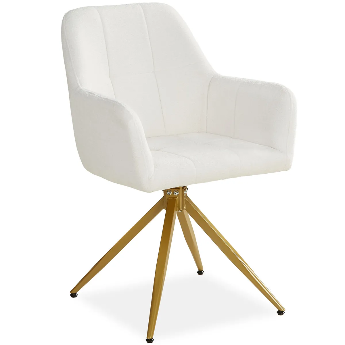 Polsterstuhl Bouclé Beige | einzeln | drehbar | mit Armlehnen | Küche Esszimmer Büro
