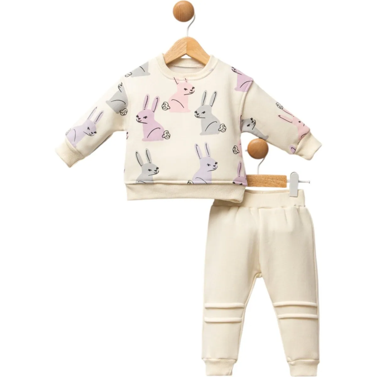 2-teiliges Baby Set – Langarmoberteil & Hose mit Hasenmotiv