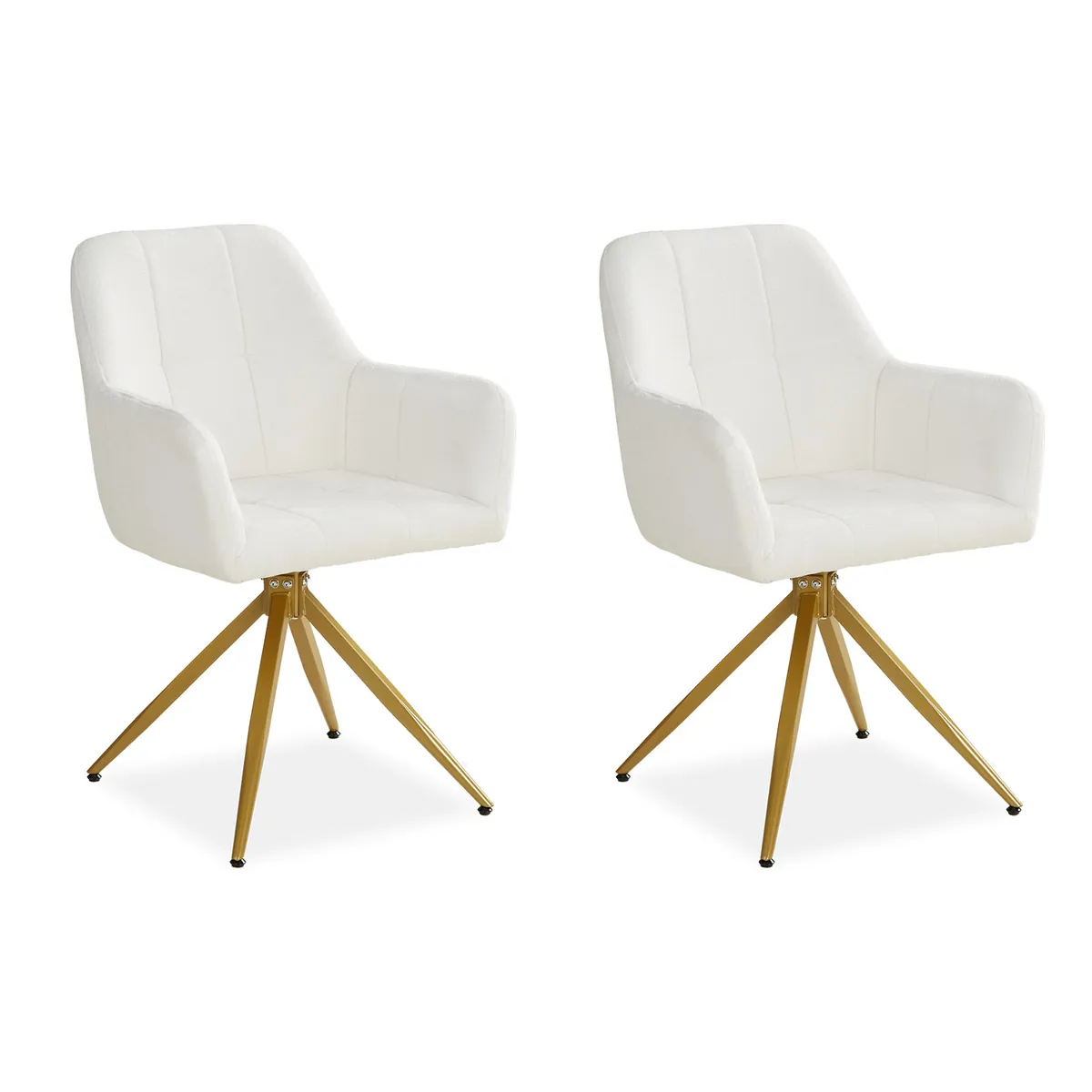 Polsterstuhl Bouclé Beige | 2er Set | drehbar | mit Armlehnen | Küche Esszimmer Büro