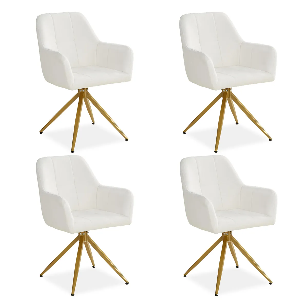 Polsterstuhl Bouclé Beige | 4er Set | drehbar | mit Armlehnen | Küche Esszimmer Büro