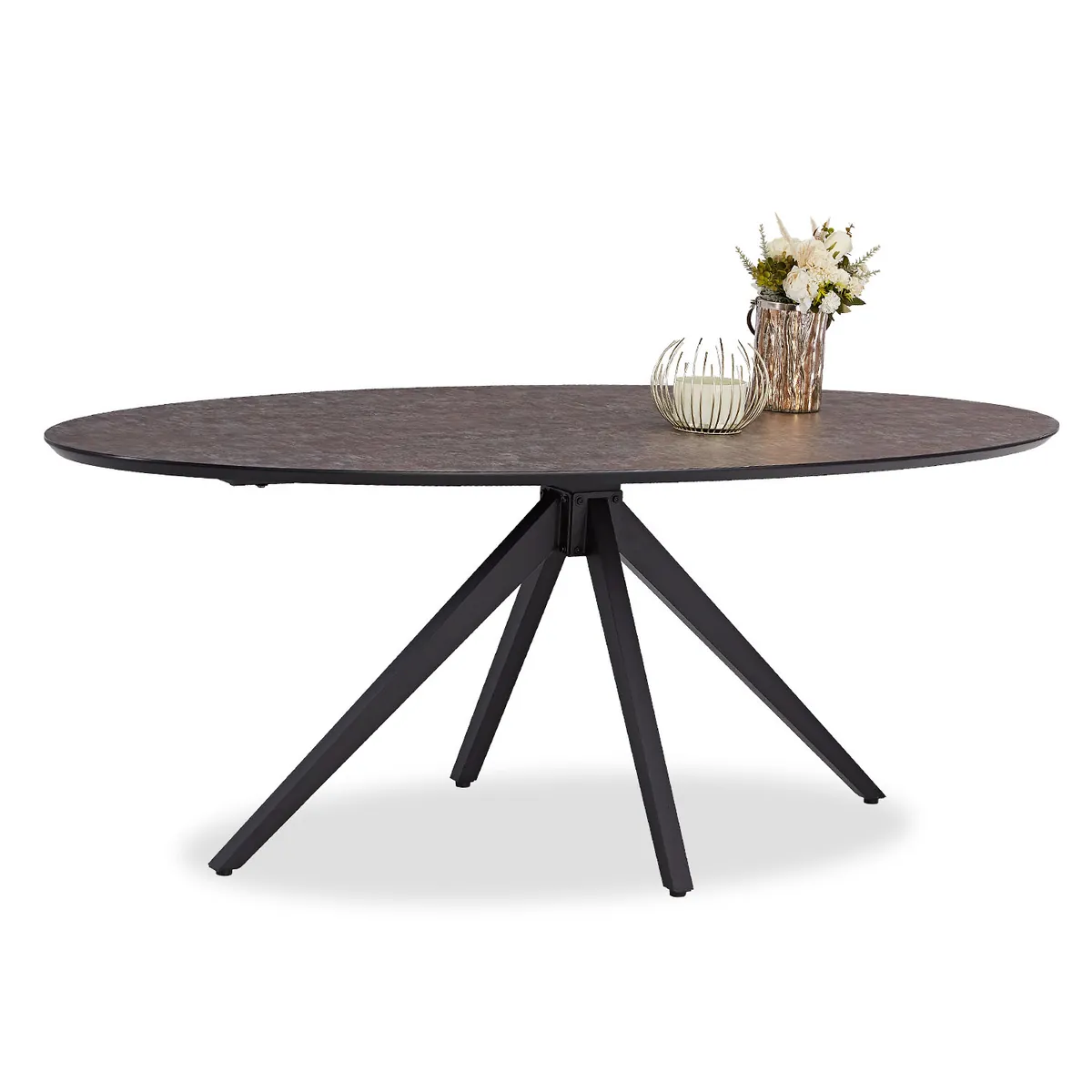 Esstisch Oval Industrial Style Schwarz Braun