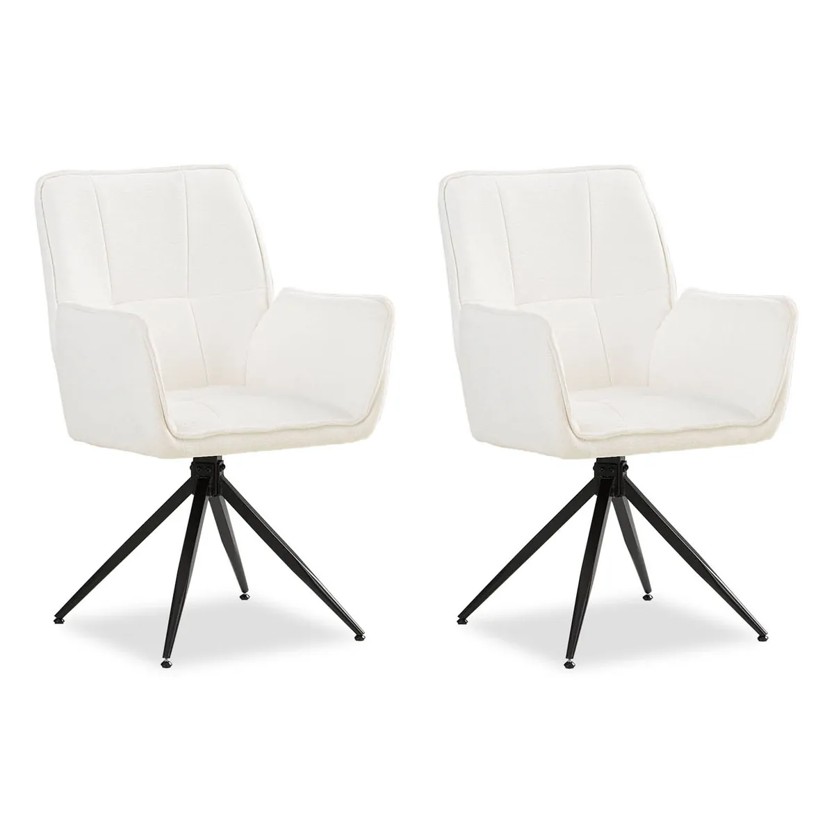 Polsterstuhl Chenille Wolle Weiss | 2er Set | drehbar | mit Armlehnen | Küche Esszimmer Büro