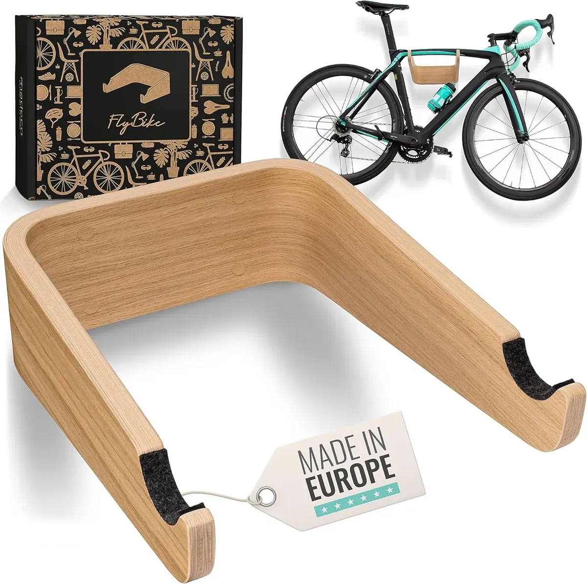 FlyBike M Velowandhalterung, M (bis 62cm Lenkerbreite) Eiche | Anthrazit