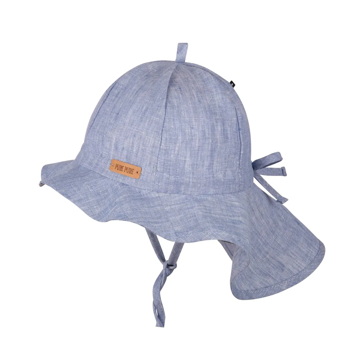 PurePure Mütze Nackenschutz Leinen - sky-blue