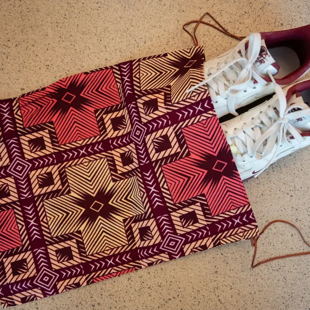 Shoe Bag - Pink & Beige Squares