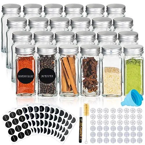 Gewürzgläser-Set mit Schraubkappe, 24 set, Deckel Alu