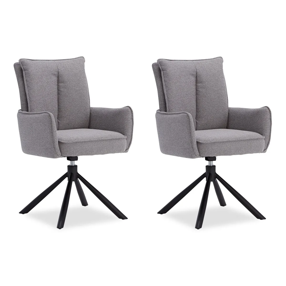 Polsterstuhl Stoff Grau | 2er-Set | drehbar | mit Armlehnen | Küche Esszimmer Büro