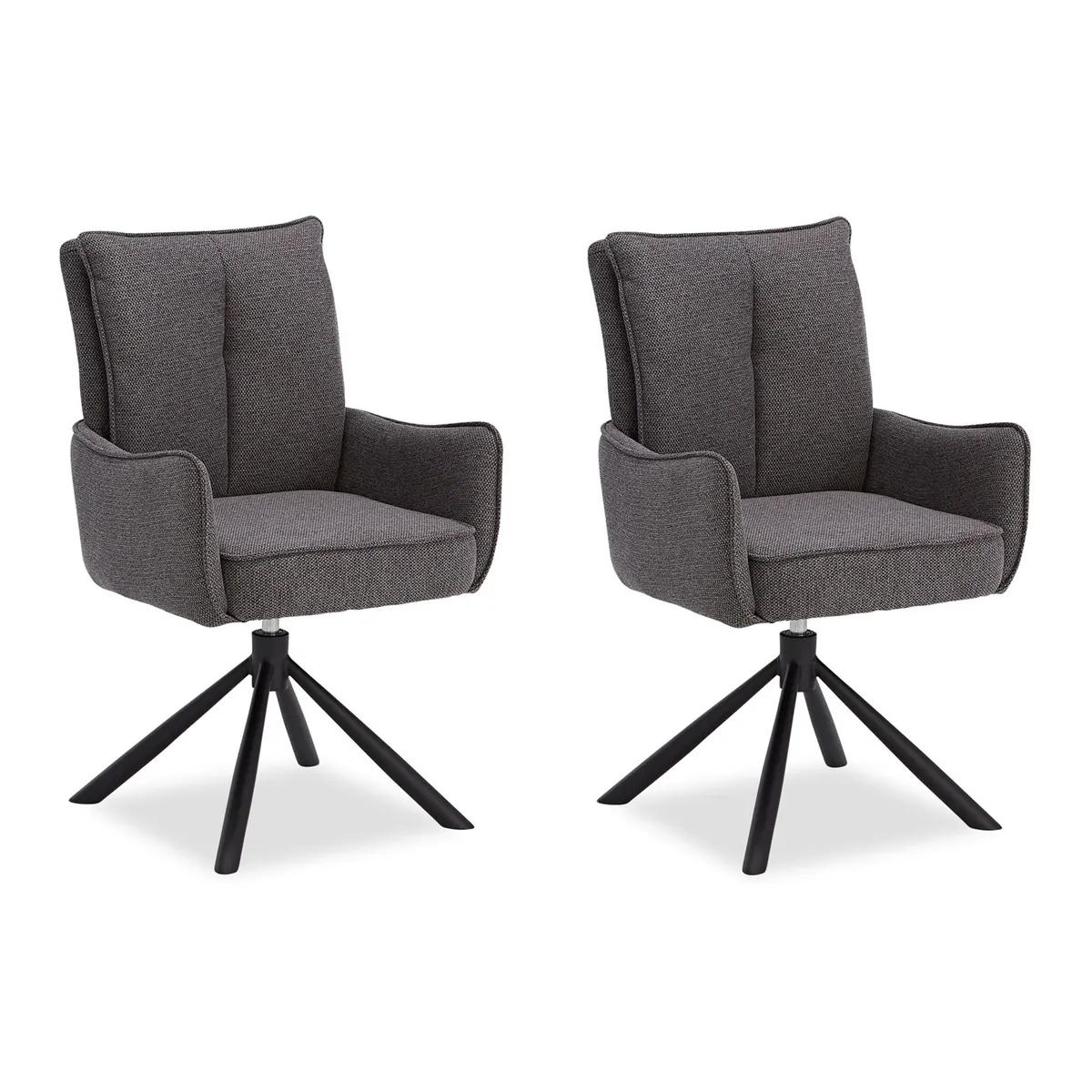 Polsterstuhl Stoff Anthrazit | 2er-Set | drehbar | mit Armlehnen | Küche Esszimmer Büro