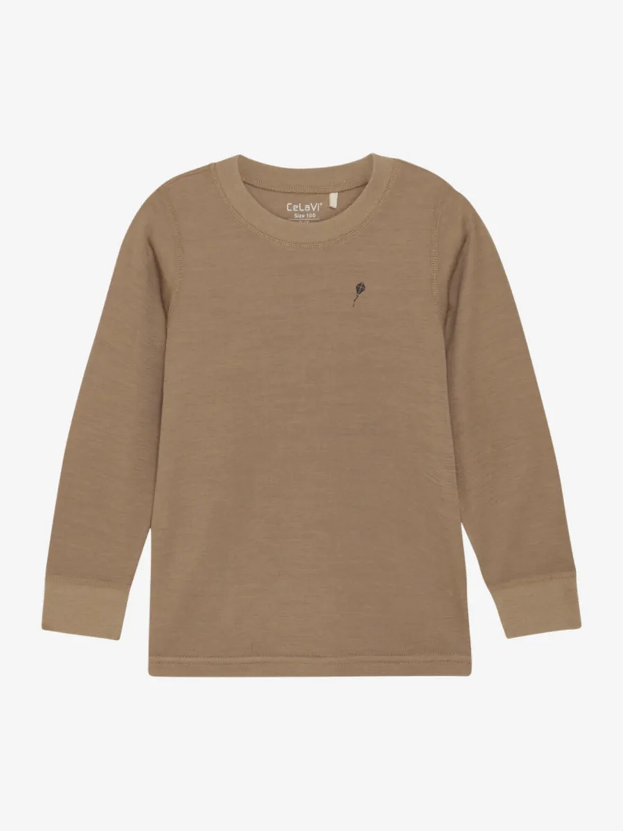 CeLaVi Langarm-Shirt Wolle/Bambusviskose - Woodsmoke