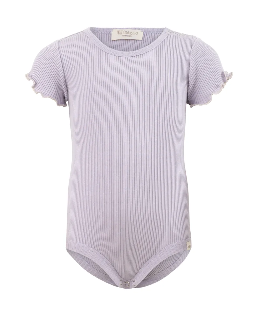 minimalisma Kurzarmbody Seide-Baumwolle "Buddy" Mauve mit Ecru