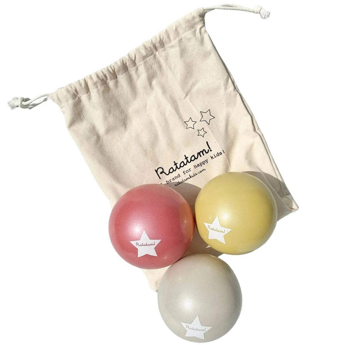 Ratatam Set von 3 einfarbigen Vintage-Bällen | 12cm