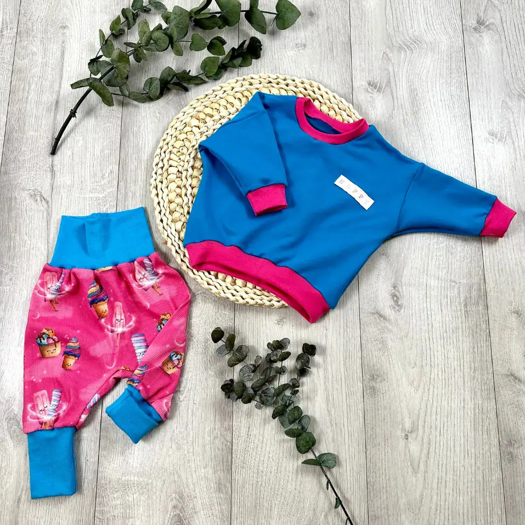 Set Pumphose Gr. 62/68 Ice mit Oversized Pullover in blau