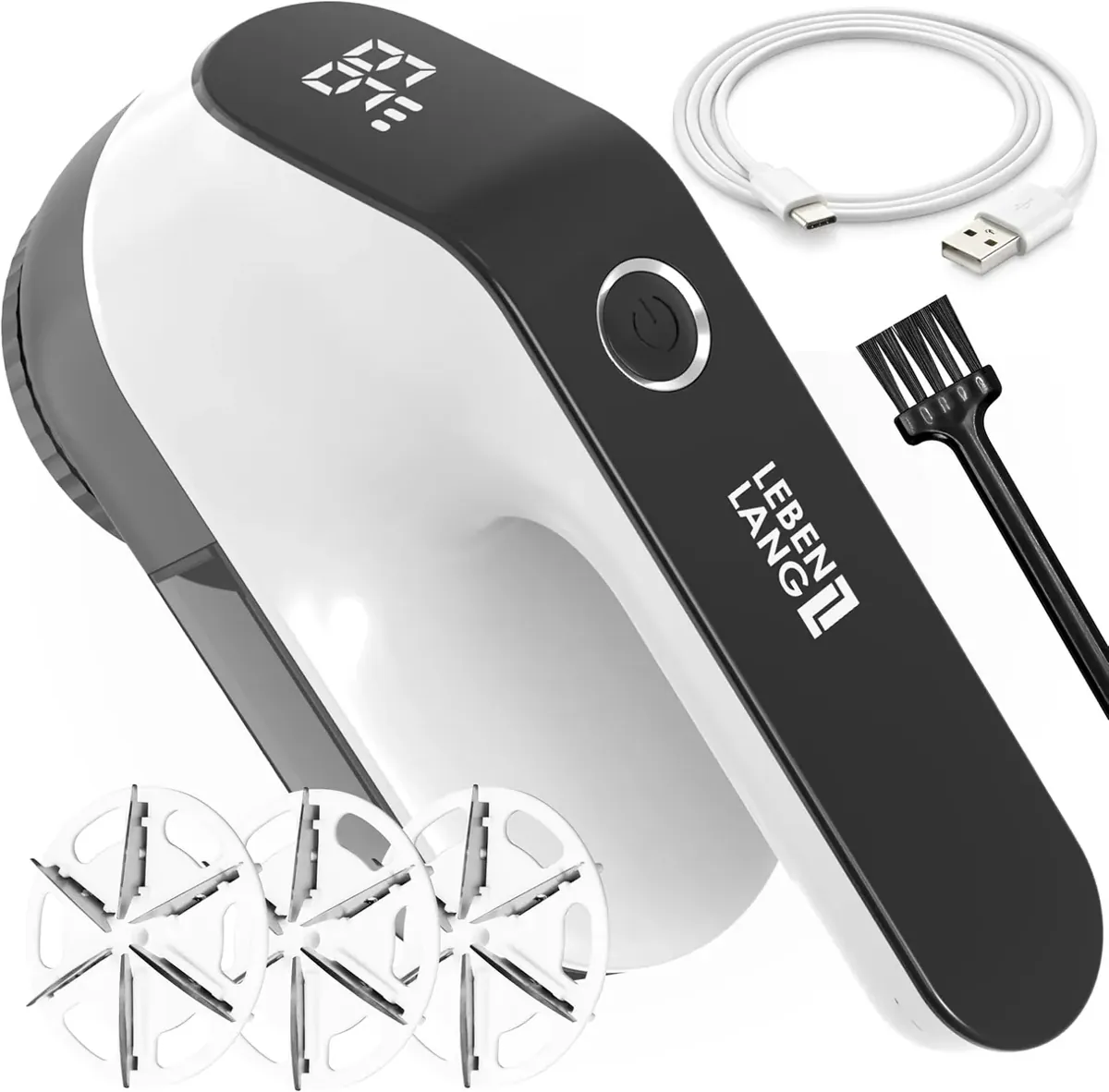 Elektrischer Fusselrasierer mit LED-Anzeige, Weiss - 2000mah