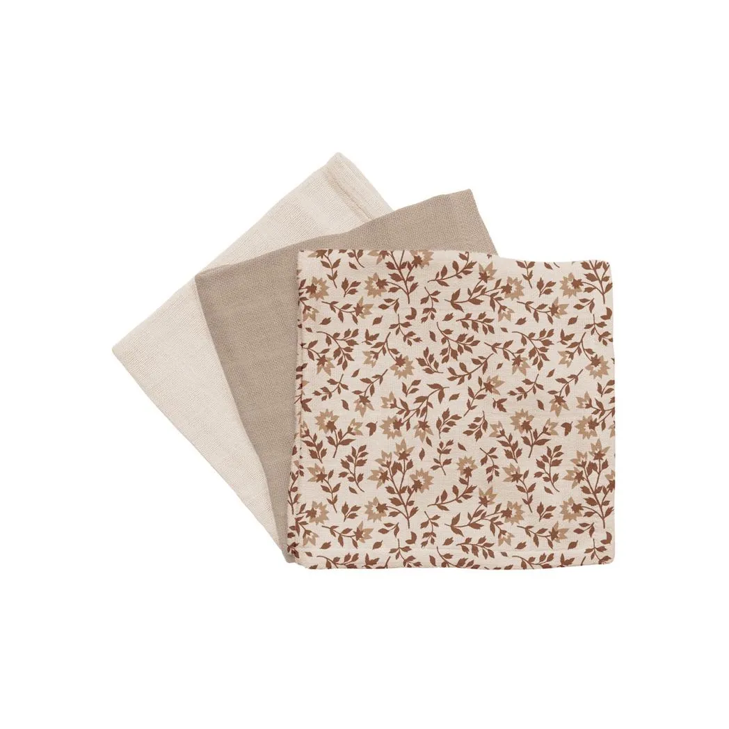 Mulltuch 3er Pack Hibiscus 30x30 cm