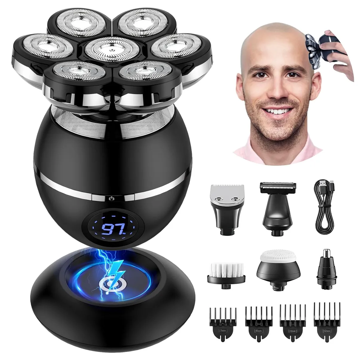 6-in-1 Kopfrasierer, 7d Schwarz