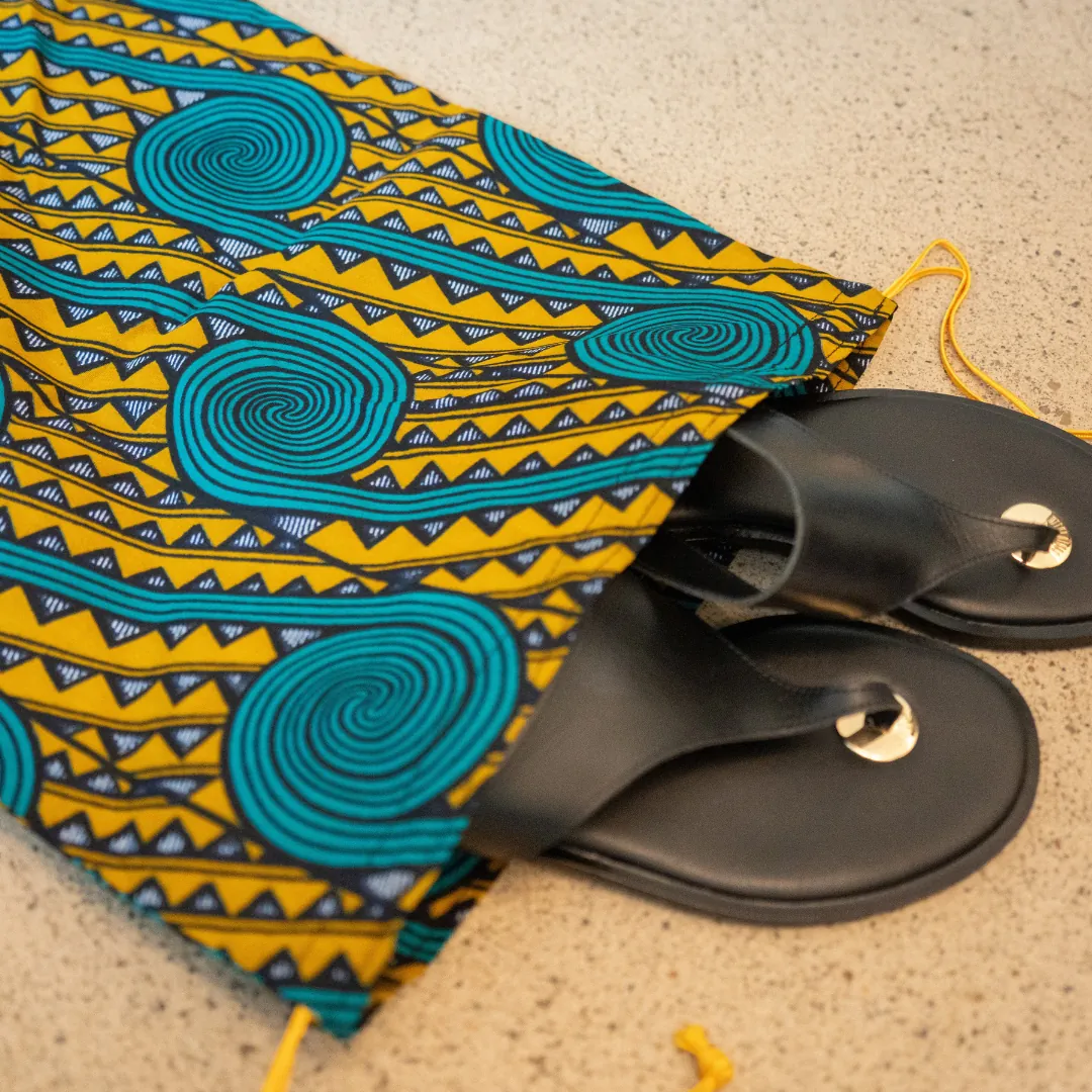 Shoe Bag - Yellow & Tourquoise