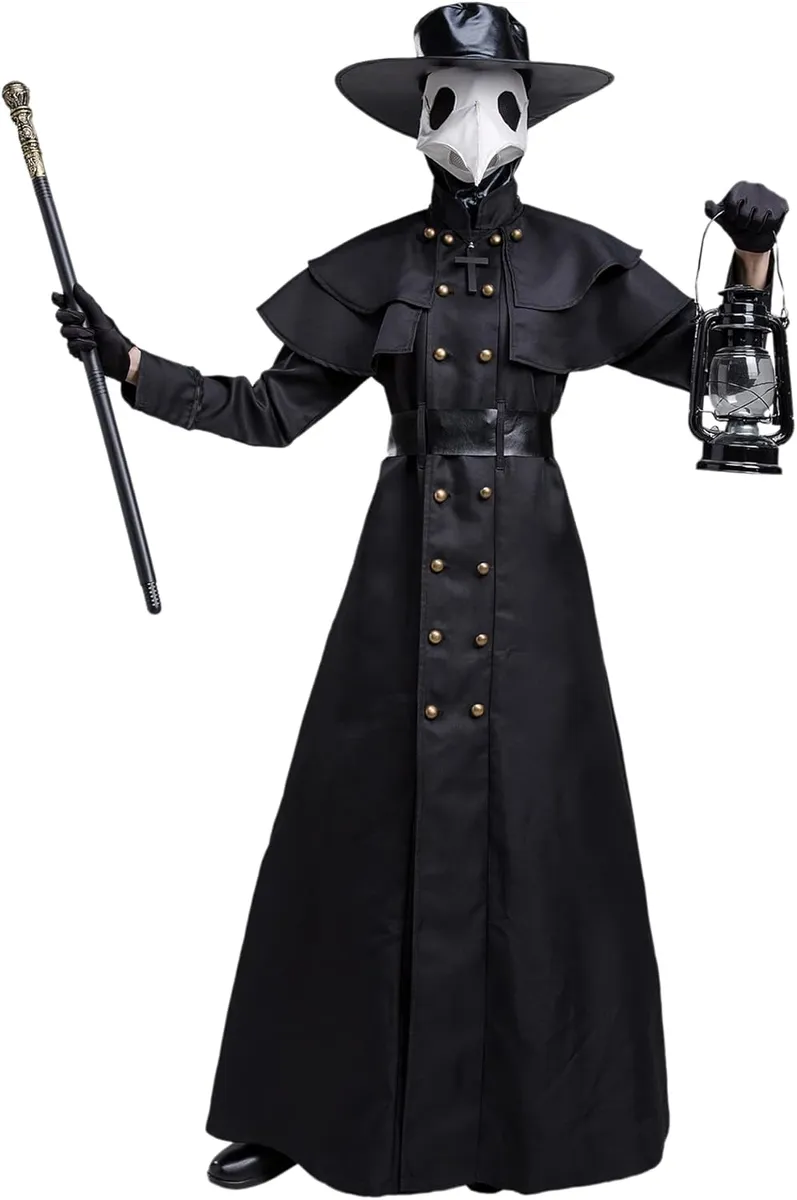 Mittelalter Steampunk Pest-Doktor, XL Schwarz